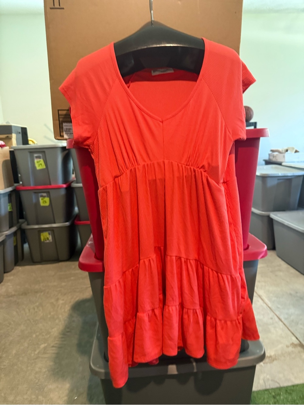 No Boundaries Coral Tiered Short Sleeve Dress